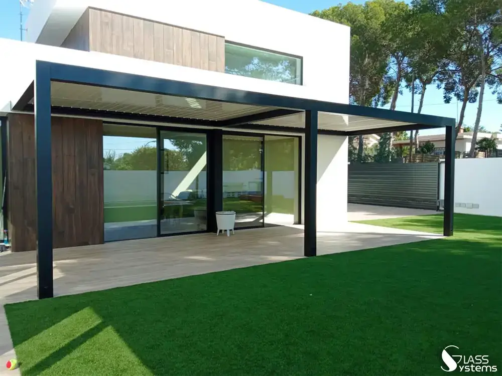 Grande pergola en gris anthracite