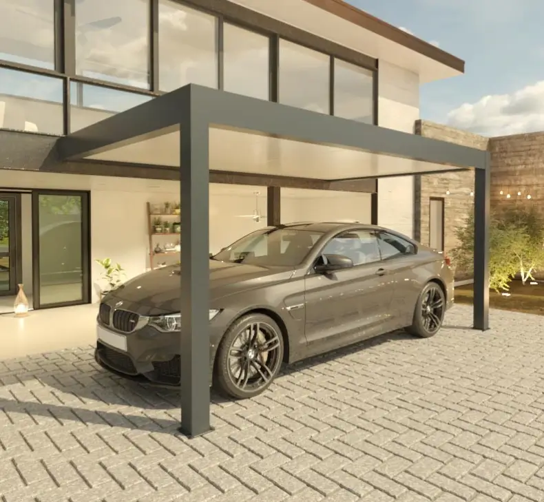 carport élégant en aluminium adossé