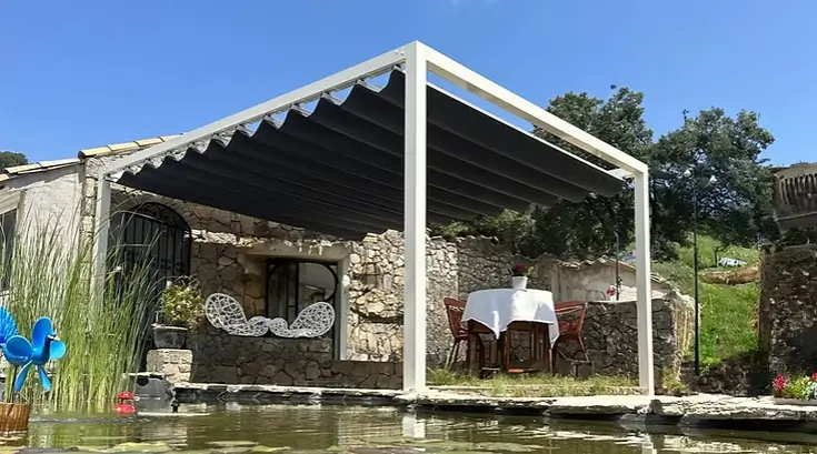 pergola toile structure blanche
