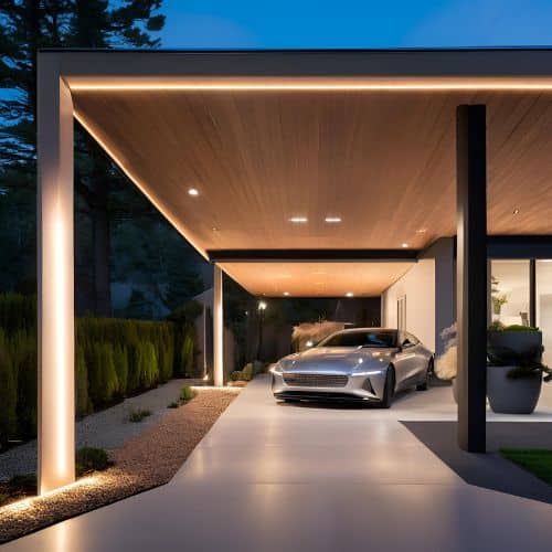carport éclairage sur profilé